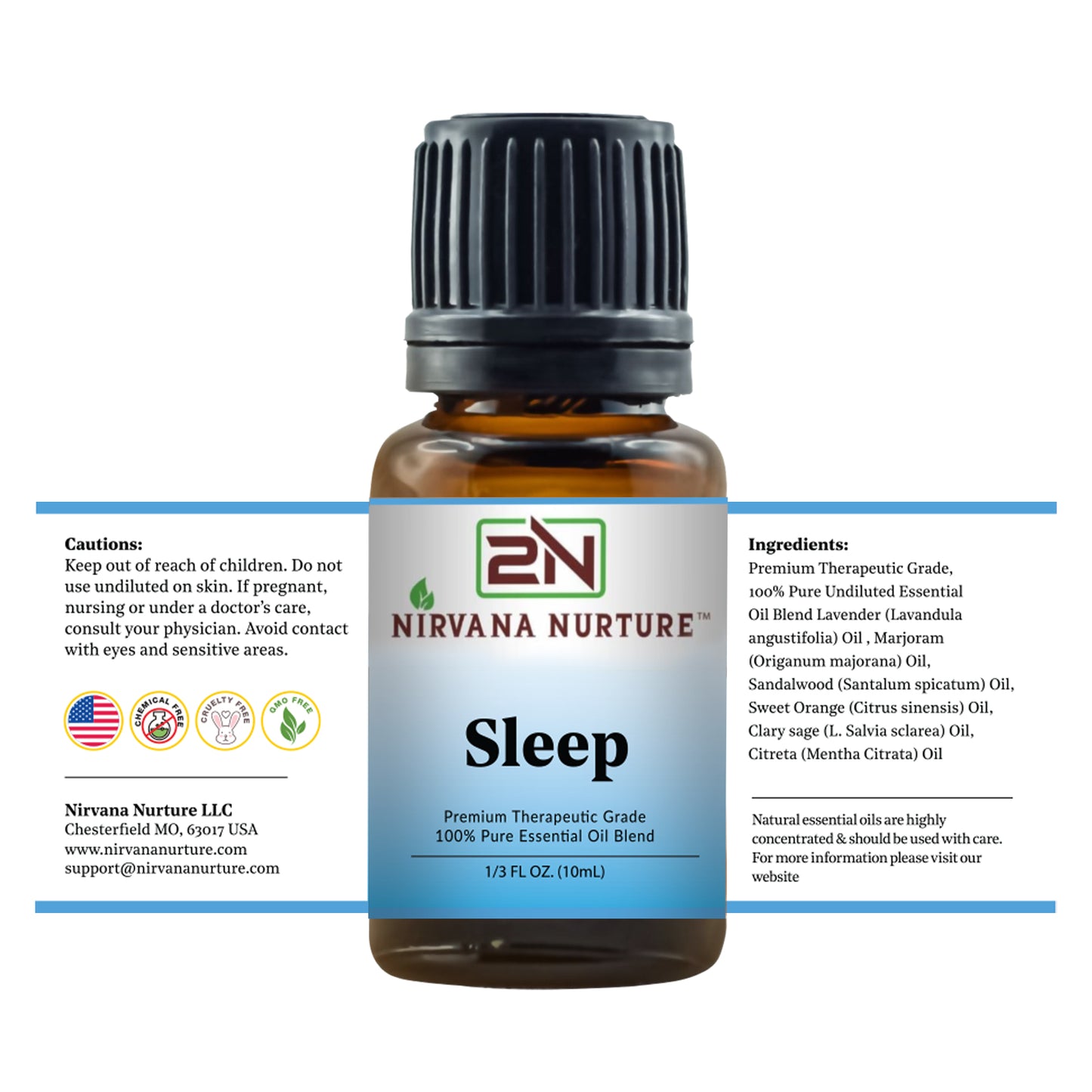 Nirvana Nurture Sleep Blend 100% Pure Natural Premium Grade, Undiluted, Ease Stress, Aromatherapy, Mood Booster, Calm & Relax Mind
