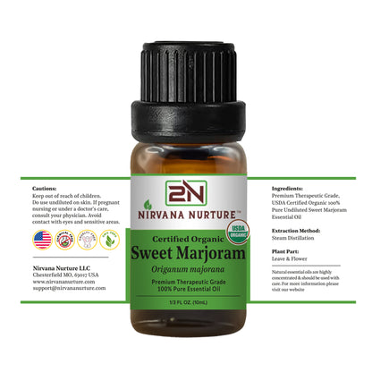 Sweet Marjoram Essential Oil USDA Certified Organic, 100% Pure Natural Premium Grade, Undiluted