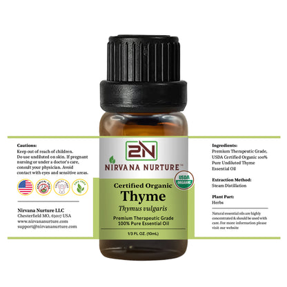 Thyme Essential Oil USDA Certified Organic, 100% Pure Natural Premium Grade, Undiluted