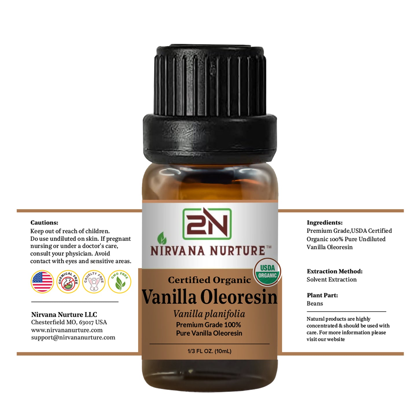 Vanilla Oleoresin Essential Oil USDA Certified Organic, 100% Pure Natural Premium Grade, Undiluted