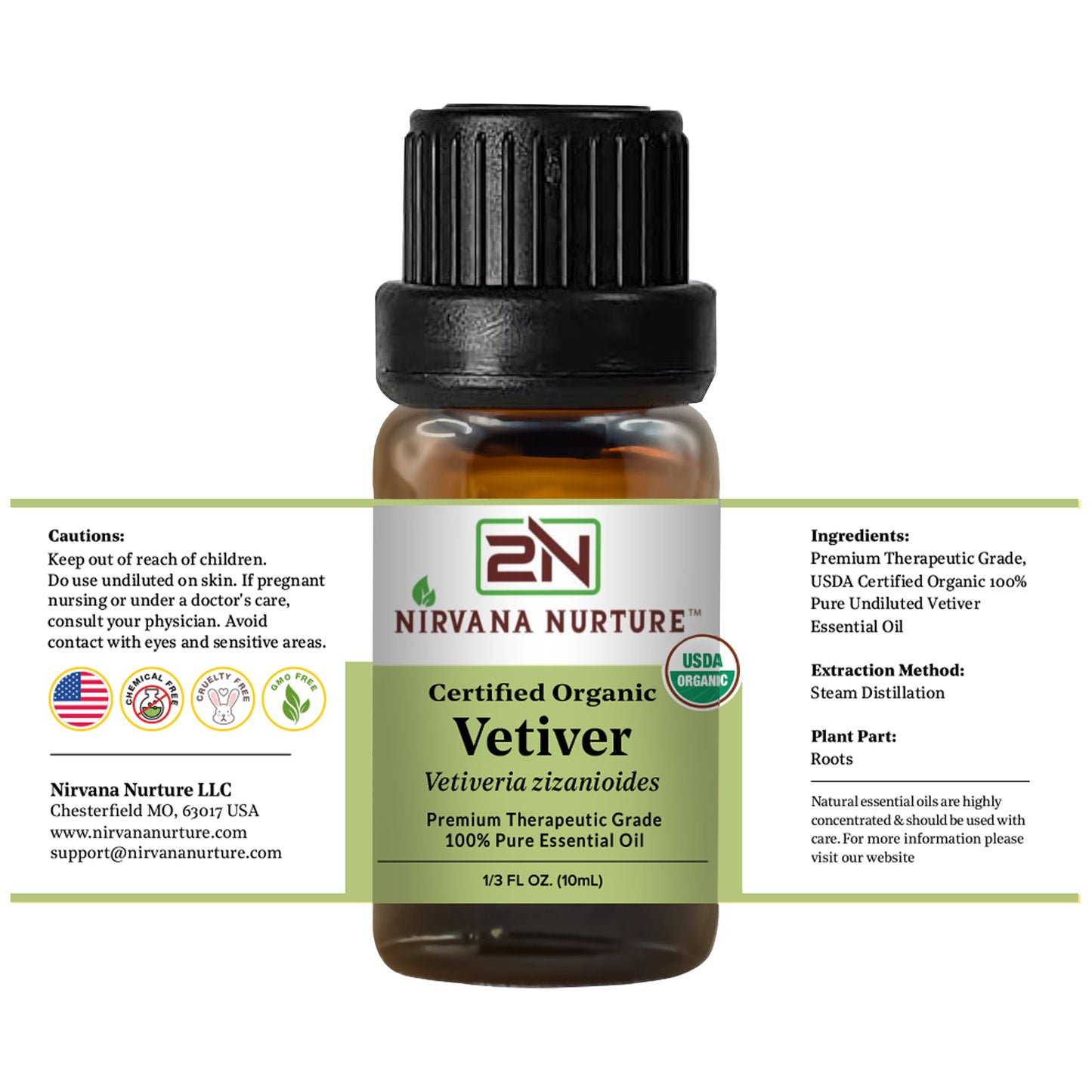 Vetiver Essential Oil USDA Certified Organic, 100% Pure Natural Premium Grade, Undiluted