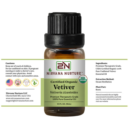 Vetiver Essential Oil USDA Certified Organic, 100% Pure Natural Premium Grade, Undiluted