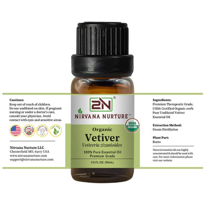 Organic Vetiver Essential Oil – 100% Pure, Undiluted | Nirvana Nurture