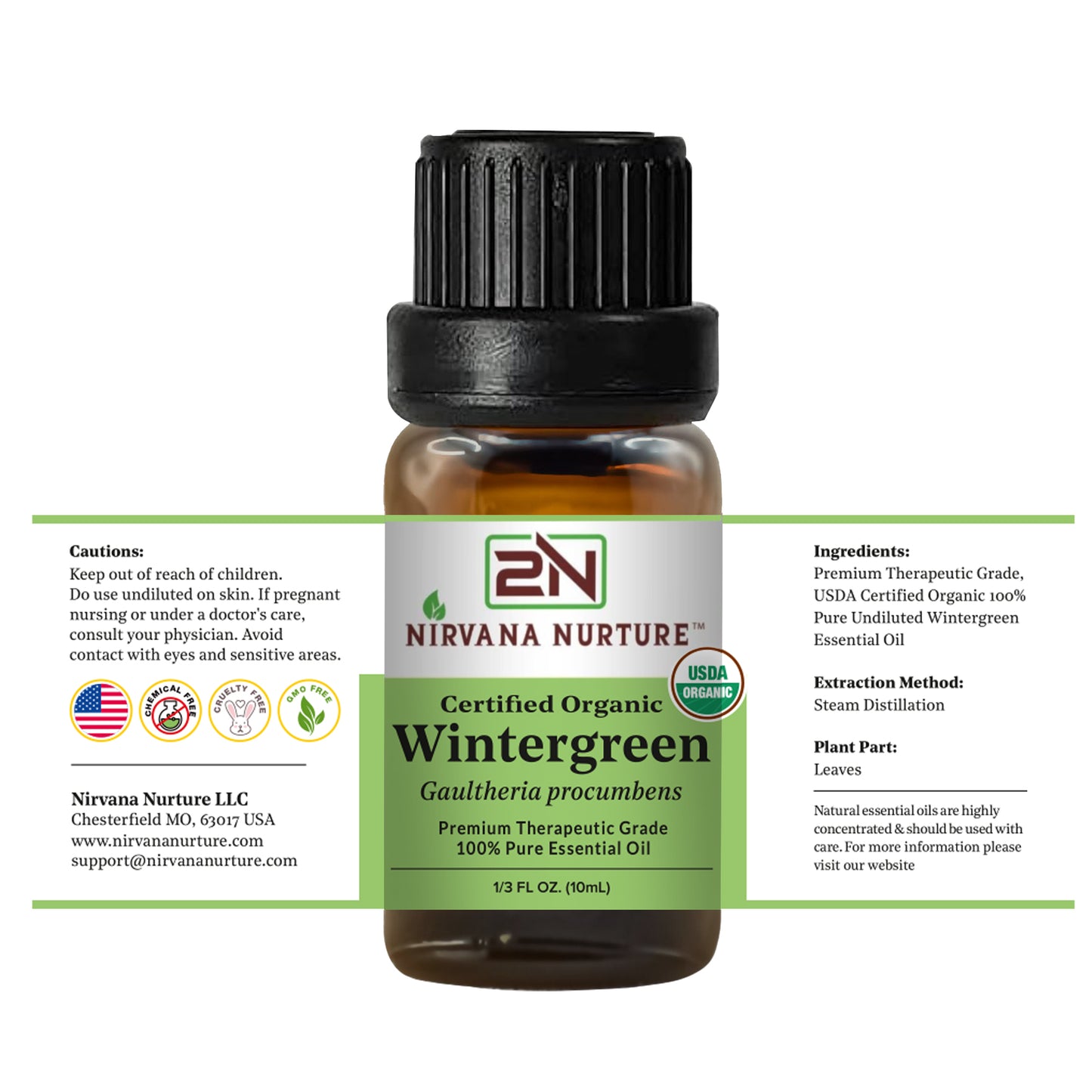 Wintergreen Essential Oil USDA Certified Organic, 100% Pure Natural Premium Grade, Undiluted