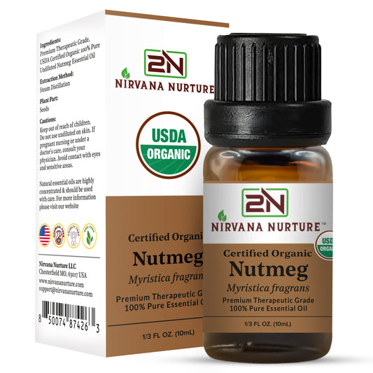 Nutmeg Essential Oil USDA Certified Organic, 100% Pure Natural Premium Grade, Undiluted