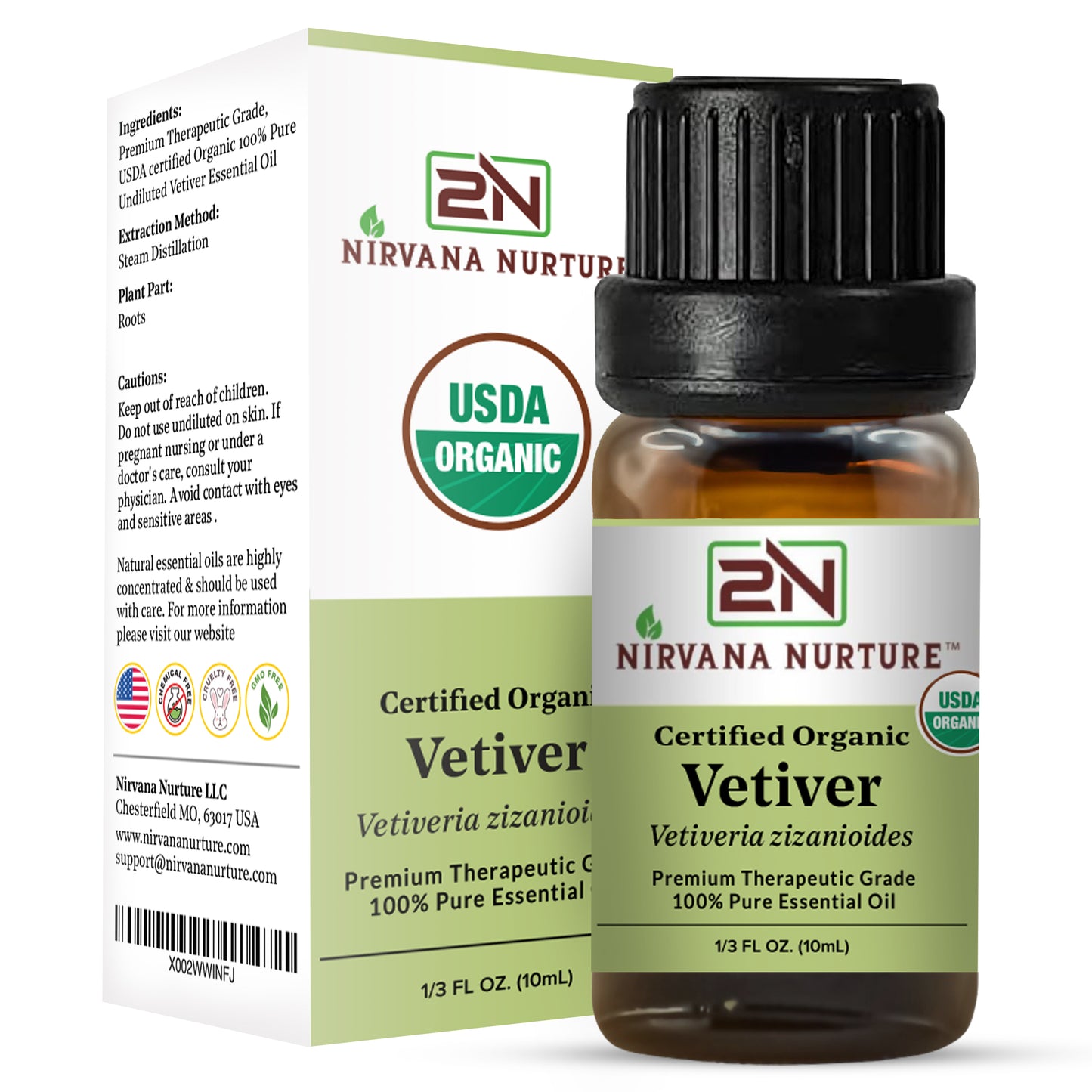 Vetiver Essential Oil USDA Certified Organic, 100% Pure Natural Premium Grade, Undiluted