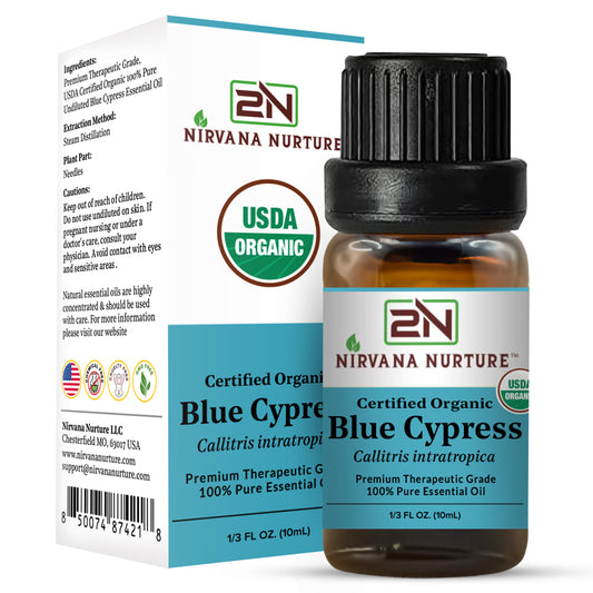 Blue Cypress Essential Oil USDA Certified Organic, 100% Pure Natural Premium Grade, Undiluted