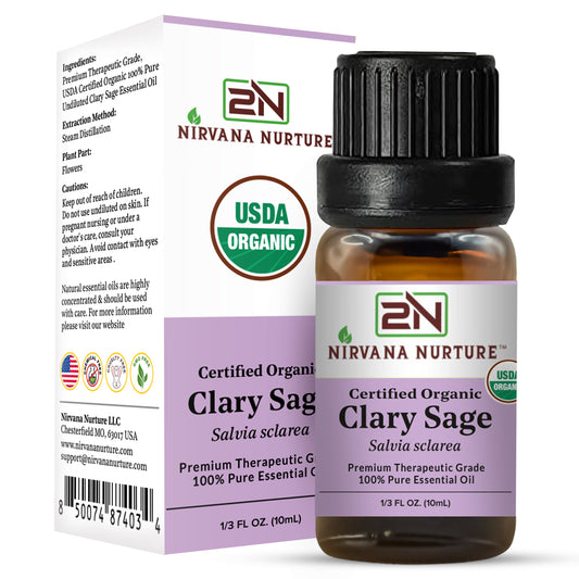 Clary Sage Essential Oil USDA Certified Organic, 100% Pure Natural Premium Grade, Undiluted