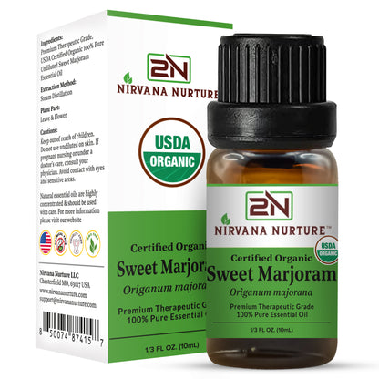 Sweet Marjoram Essential Oil USDA Certified Organic, 100% Pure Natural Premium Grade, Undiluted