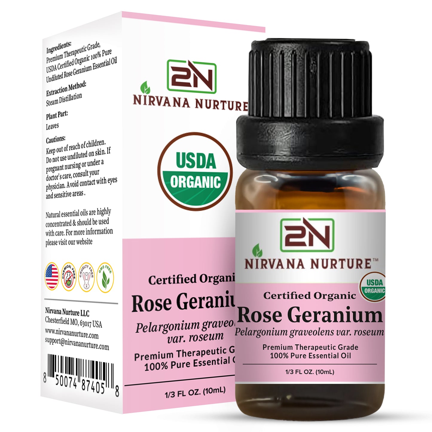 Rose Geranium Essential Oil USDA Certified Organic, 100% Pure Natural Premium Grade, Undiluted