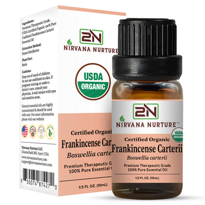 Frankincense Carterii Essential Oil USDA Certified Organic, 100% Pure Natural Premium Grade, Undiluted