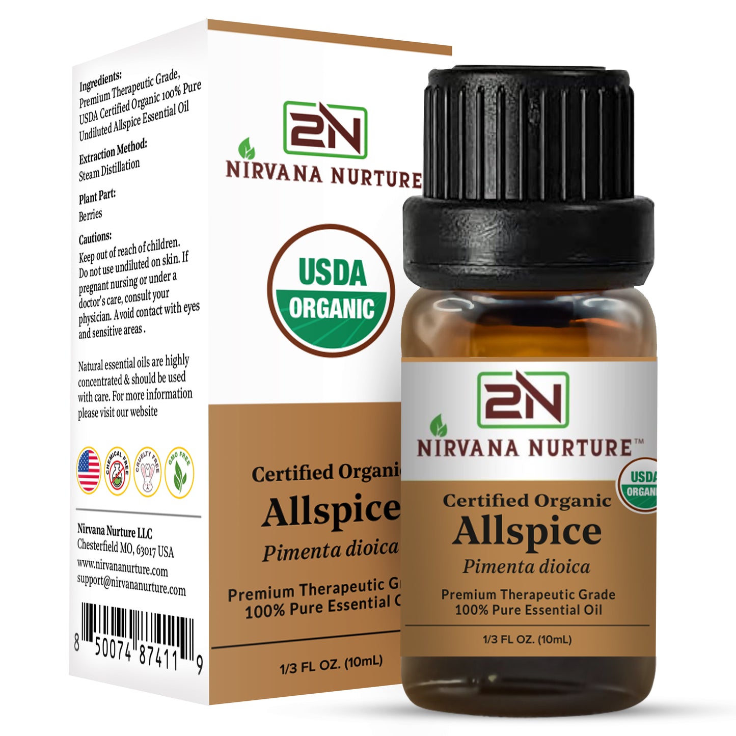 Allspice Essential Oil USDA Certified Organic, 100% Pure Natural Premium Grade, Undiluted