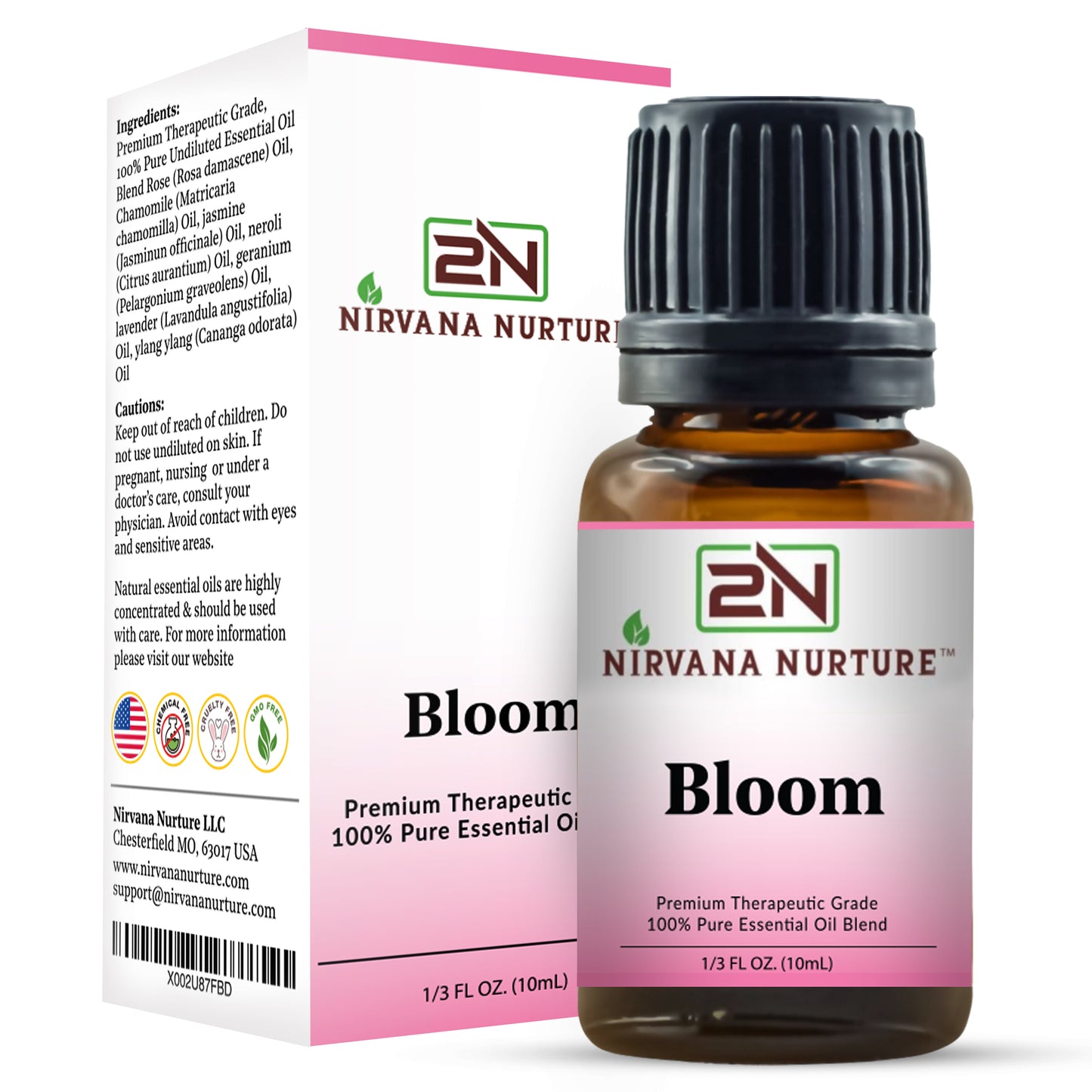 Nirvana Nurture Bloom Blend 100% Pure Natural Premium Grade, Undiluted, Ease Stress, Aromatherapy, Mood Booster, Calm & Relax Mind