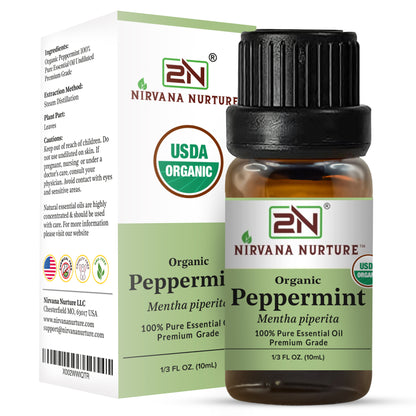 Peppermint Essential Oil USDA Certified Organic, 100% Pure Natural Premium Grade, Undiluted