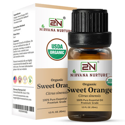 Sweet Orange Essential Oil USDA Certified Organic, 100% Pure Natural Premium Grade, Undiluted