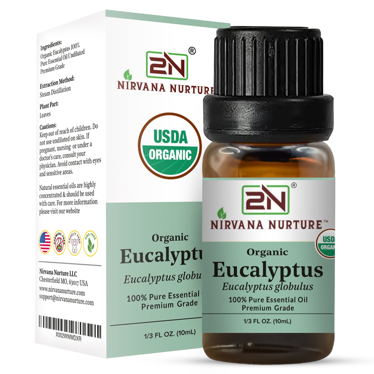Eucalyptus Essential Oil USDA Certified Organic, 100% Pure Natural Premium Grade, Undiluted
