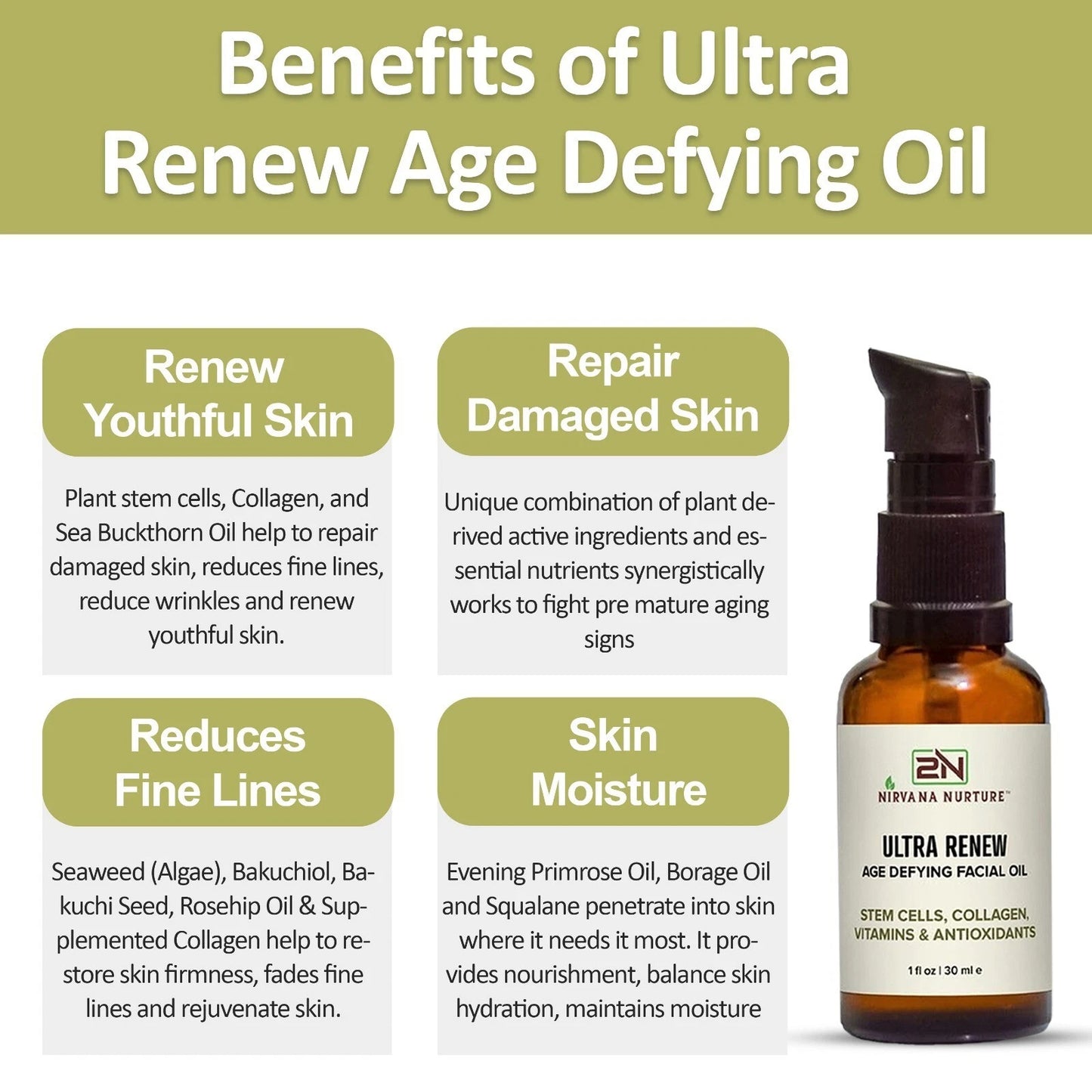 Ultra Renew Anti-Aging Face Oil Boosts Skin Firmness, Helps Reduce the Appearance of Wrinkles & Fine Lines
